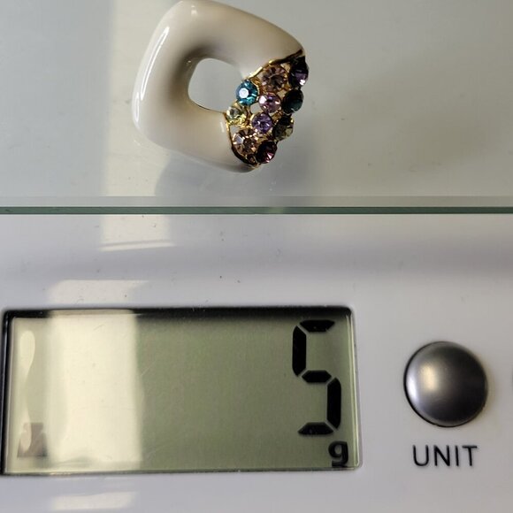 White Square Earrings With colorful Crystals - Picture 7 of 7